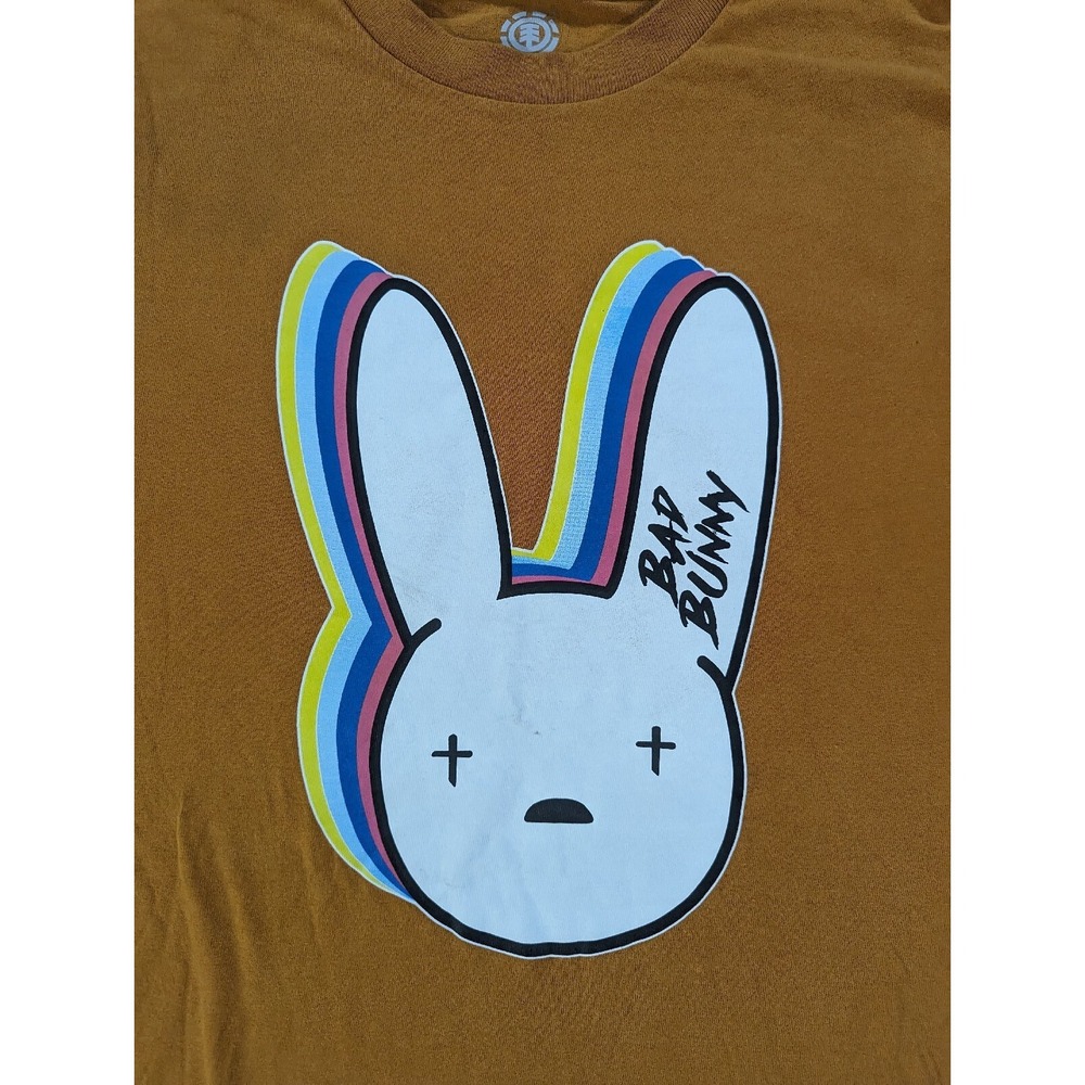 Bad Bunny  Element T-Shirt Men's Size Medium Orange Hiphop Skater Summer Vibes